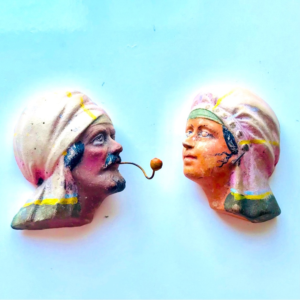 Vintage Mini Clay Mexican Folk Art Rustic Wall Plaques